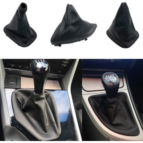 Black Leather For BMW E36 3 Series E30 E34 E39 E81 E82 E87 E88 Gear Shift Knob Gaiter Boot Cover Case Collar Frame Base