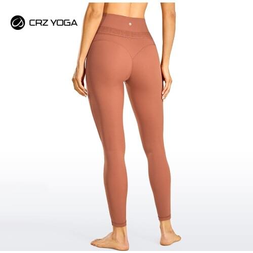 CRZ YOGA Naked Feeling Soft Womens Reflective High Waisted Leggings Yoga Pants Workout Leggings-25 Inches