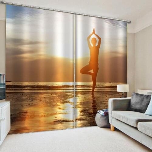 HD Sunshine Scenery Window Blackout Curtain Photo Printing Window Curtain Living Room Finished Custom Drapes
