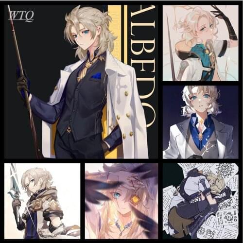 Game Poster Genshin Impact Game Male Characters Abedo Anime Posters Canvas Painting Wall Decor Wall Art Picture Home Decor