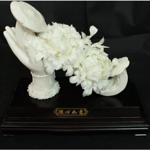 With rich peony Dehua ceramic flower art decoration business gifts housewarming Home Furnishing