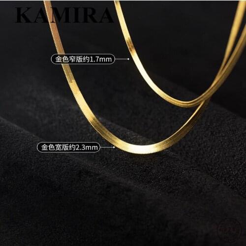 KAMIRA 925 Sterling Silver Punk Rock Snake Bone Chain Golden Pendant Necklace for Women Men Party Hip-Hop Charm Jewelry Collares