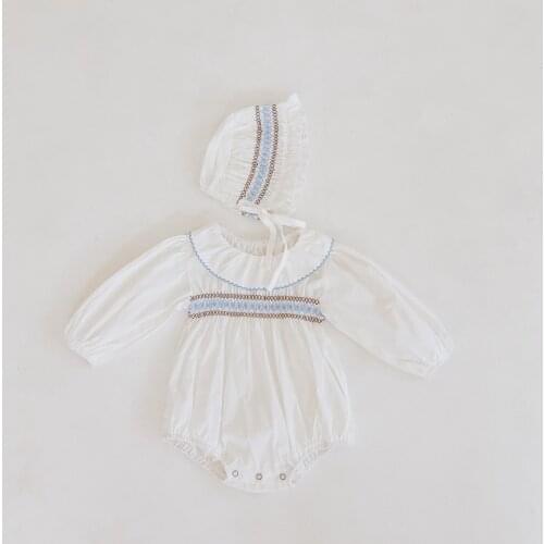 White Baby Girl Clothes + Cap 0-2T Long Sleeve Romper Jumpsuits One-piece New Fashion 100% Cotton Newborn Rompers for Baby Girl