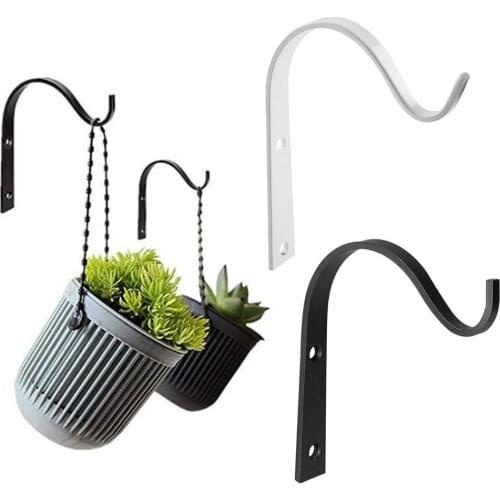 2Pcs Simple Multifunctional Wall Mounted Clothing Flowerpot Bending Iron Hooks Balcony Home Decoration Plants Pots Hooks