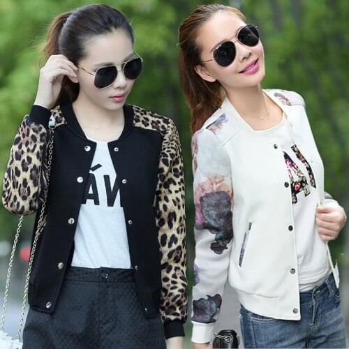 Women Leopard Printed Bomber Biker Jackets Spring Autumn Casual Long Sleeve Slim Outwear Girls Students Korean Coats Streetwear