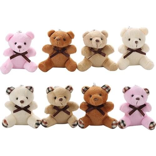 Cute Gift Bear Toy Plush Stuffed Animal Bear Toy Doll with Keychain Mini Furry Pendant Accessory