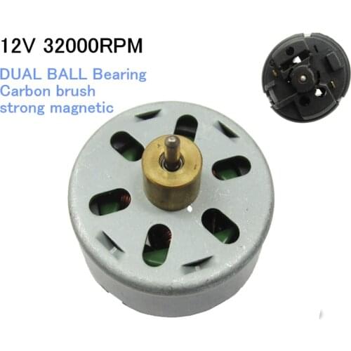 MINI 775 DC motor 12V 32000RPM DUAL BALL Bearing Carbon brush strong magnetic