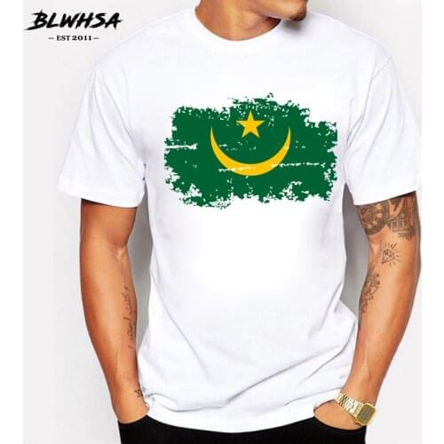 BLWHSA Mauritania National Flag Print T Shirt Men Fashion Cotton Brand Design Summer T-shirts Mauritania Flag Tops Tees