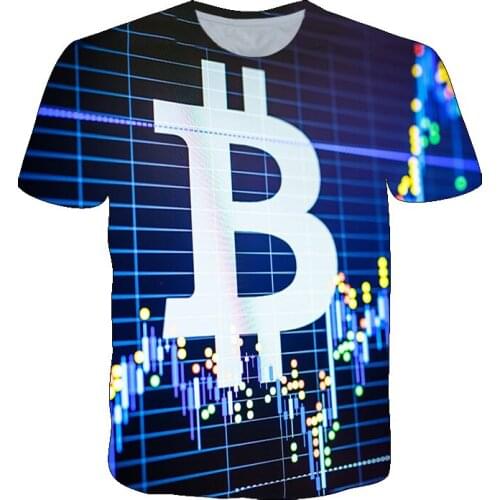 Mens Bitcoin Casual Printed T-shirt 3D Digital Prin Lnteresting Network Currency Men Madam T-Shirt Funny Short Sleeve Tops