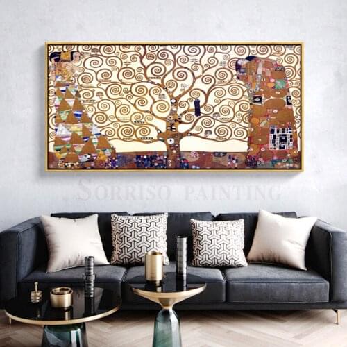 Gustav Klimt The Tree Of Life Abstract Canvas Painting Wall Art Pictures For Living Room Home Bedroom Decor Posters And Prints