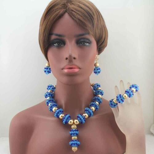 Latest African Wedding Nigerian Beads Jewelry Sets Colorful Bride Crystal Pendant Necklace Set Women Gift Free Shipping N0011