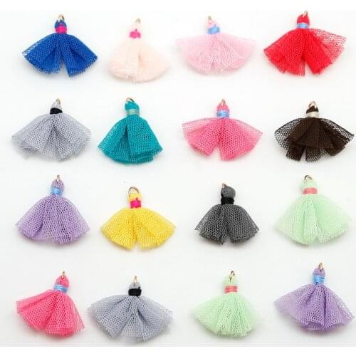 Wholesale 4pcs/lot 30mm Mixed Net Tassels Earrings Silk Charm Pendant Satin Tassels for DIY Jewelry Making Findings Materials