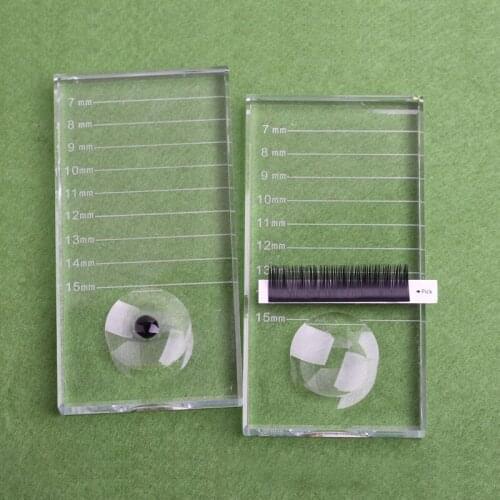 THINKSHOW 2 in 1 False Eyelashes Extensions Crystal Glass Adhesive Glue Pallet with Tick Mark Eyelashes Stand Pad Make up Tools