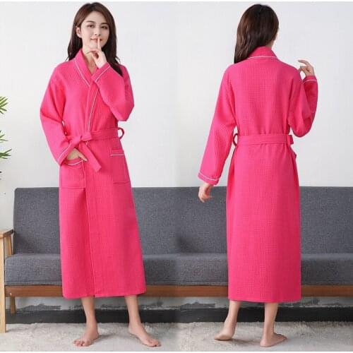 Couple Casual Kimono Bathrobe Autumn Winter Long Robe Warm Cotton Sleepwear Nightgown Loose Home Wear Plus Size
