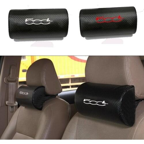 Carbon Fiber Texture PU Leather Car Neck Pillow For Fiat 500L