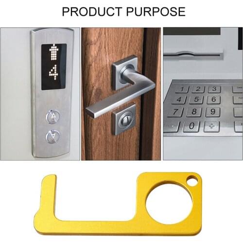 KINJOIN Portable Door Handles Contactless Safety Door Opener Safety Protection NO Touch Brass Key Opener Kits Safety Door Opener