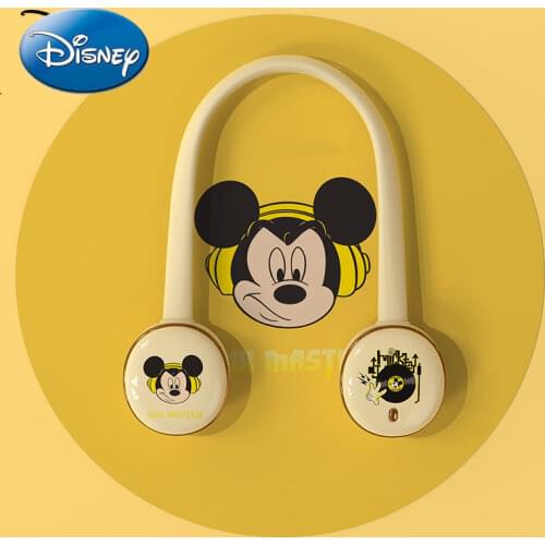 Disney summer cartoon small mini usb charging portable mute student lazy folding hanging student joint hanging neck fan