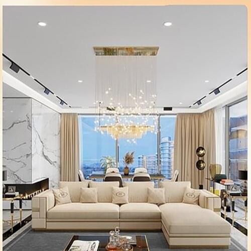 Postmodern minimalist light luxury villa leather sofa combination Italian high-end luxury Hong Kong-style living room Italian