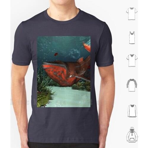 Awesome Mechanical Whale T Shirt 6xl Cotton Cool Tee Whale Animal Deep Sea Ocean Fish Swimming Splash Water Fantasy