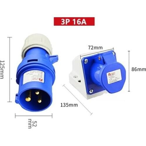 Industrial Waterproof Connector,Fire retardant Socket & Coupler, 16A / 32A 3 pin Cable Connector Plug Socket Aviation Plug