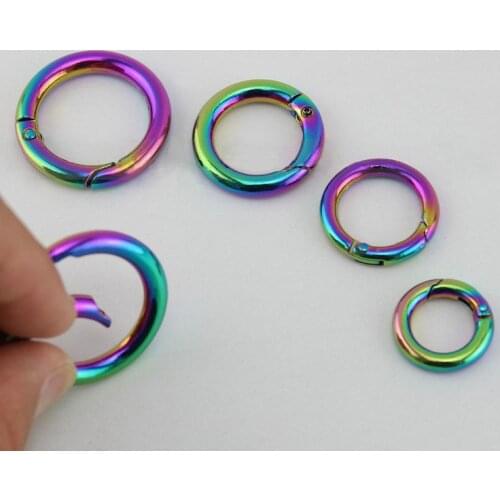 4pcs Colorful Spring O Ring,Rainbow Keyring,Round Carabiner Snap Clip Trigger carbine bag Buckle,O ring for bags,DIY accessories