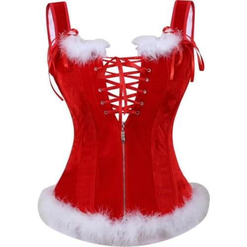 Sexy Christmas Jacquard Feathers Corset Halloween Carnival Party Bustier Lingerie Overbust Burlesque Plus Size 6XL