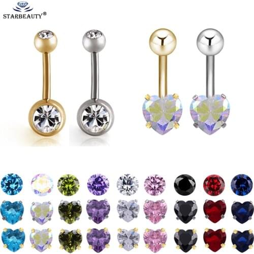 1Pc Crystal Piercing Navel Heart Style Piercing Navel Earring Belly Piercing Sex Body Jewelry Piercings Belly Button Rings