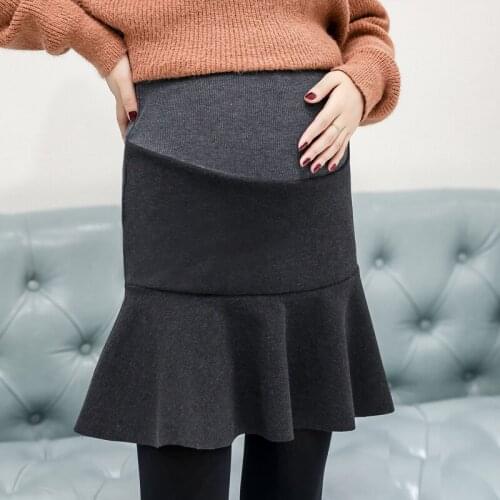 2020 New Korean Woolen Skirt for Pregnancy Women BottomingTight Belly Empire Skirts Plus Size Mother Skirt Autumn Winter