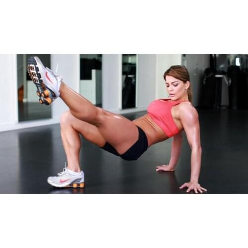 Living room home wall decoration fabric poster women fitness models sporty athletic brunettes working out on the floor training