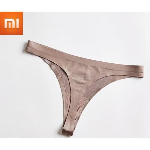 Xiaomi Women Underwear Sexy Seamless Sports Panty Female T-back Solid Soft G-string Thong For Woman Underwear Ice Silk New 3pcs
