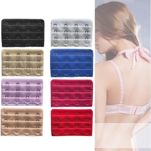 Womens Bra Extender Strap Buckle Extension 3 Rows 4 Hooks Candy Color Adjustable