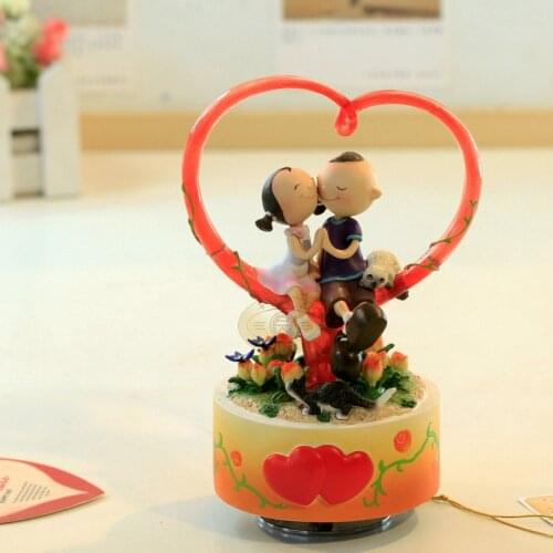 Rotating decorations music box gift luminous male romantic for wedding and Christmas in home decoration free shipping