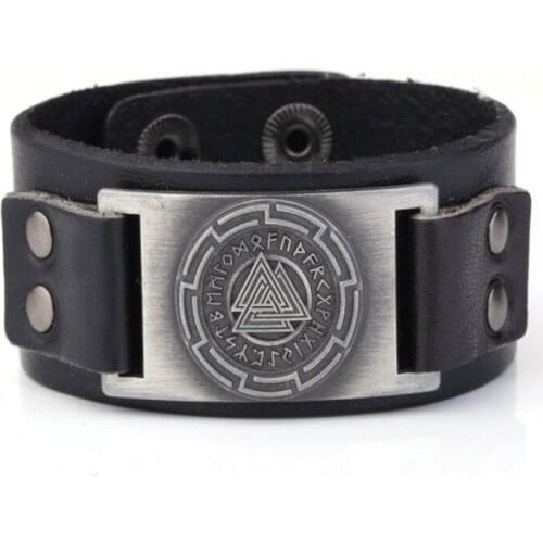 Hot Sale In 2018 Women Men Viking Bracelet Valknut And Ancient Nordic Runes Round Shape Pattern Amulet Provide Dropshipping