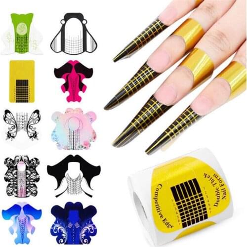 1Roll (300/500pcs) Nails Guide Extension Form Sticker For Acrylic UV Gel Nail Design Curl Self-Adhesive Polish Manicure Form 8^3