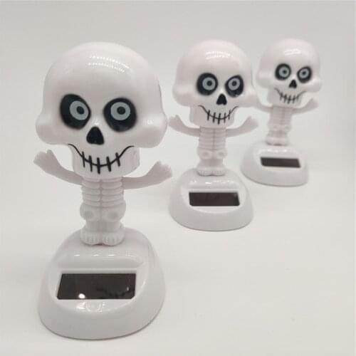 1Pcs Mini Cute Halloween Theme Series Swinging Skull Doll Solar Toys Creative Cartoon Decoration Crafts for Children Gifts