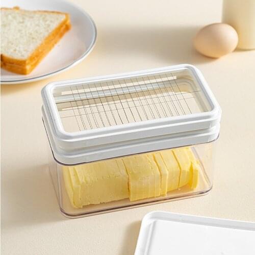 1 Pcs Butter Dish With Lid Household Baking Stainless Steel Butter Cutter Kitchen Cheese Storage Box Butter Separator Slicer Box