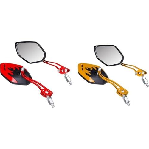 2 Set Motorcycle Rearview Mirrors Motorbike Motorcycle Scooter Side Mirrors-Black+Gold & Black + Red