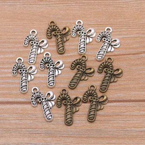 20Pcs 15*21mm Two Color Magic Wand Charms Bowknot Pendants Handmade Decoration Vintage For DIY Bracelet Jewelry Making Findings