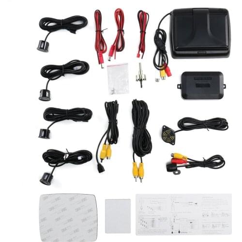 3 In1 Reverse Parking Sensor Security Alarm System,Car Electronic 24V Bus Camera+3.5inch TFT LCD MONITOR+4 Parking Sensors