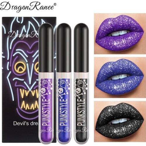 3PCS/set Glitter Lipstick Waterproof Lip Gloss Cosmetic Shiny Metal Lip Glaze Longlasting Sexy Women Red Lip Tint Makeup TSLM2