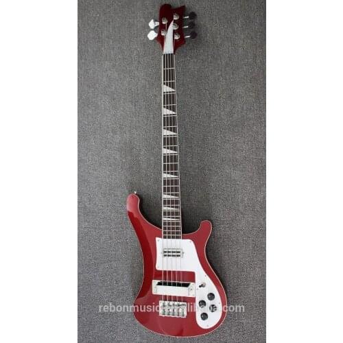 Weifang Rebon 5 string ricken electric bass guitar in wine red colour