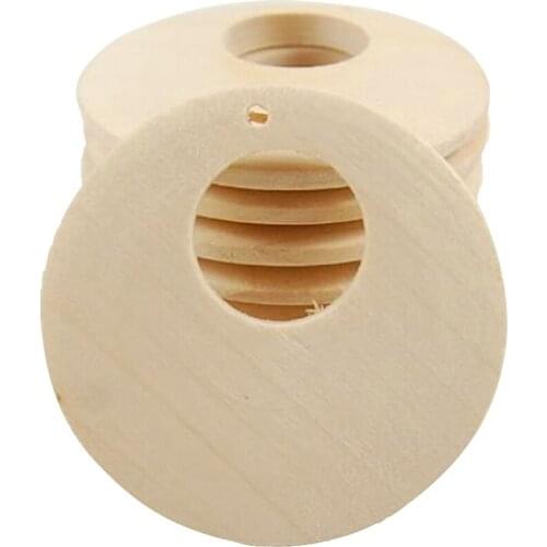 6pcs Natural Round Unfinished Wood Pendants Wooden Circles