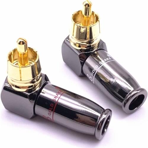 90 Degrees Loafing RCA Head L-Shaped Gun Black Gold-Plated RCA Assembly Elbow Gilt Bronze Lotus Bending RCA Welded Elbow