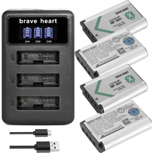 NPBX1 NP BX1 Bateria NP-BX1 Battery+ 3-Slots Charger for Sony DSC RX1 RX100 AS100V M3 M2 HX300 HX400 HX50 HX60 GWP88 AS15 WX350