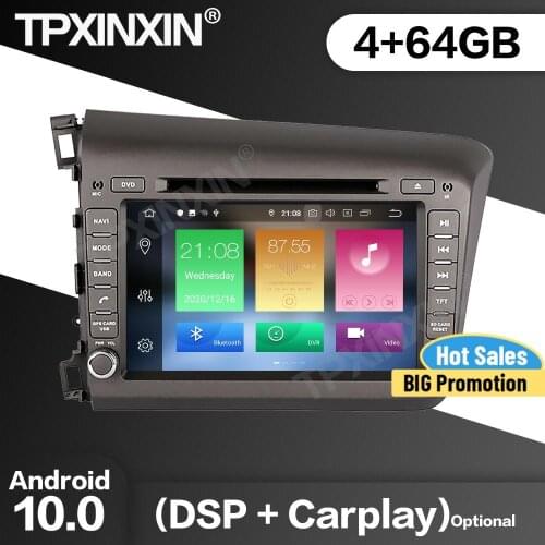64G Car Radio 2 Din Stereo Receiver Android For HONDA CIVIC 2012 2013 2014 2015 2016 2017 2018 2019 Multimedia Player Head Unit