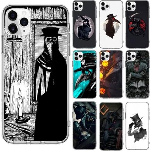 Plague Doctor Phone Case Transparent for iPhone 6 7 8 11 12 s mini pro X XS XR MAX Plus cover funda shell