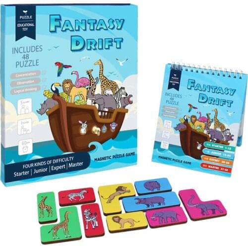 Wooden fun magnetic fantasy drifting puzzle logical thinking promote early education educational toys gift