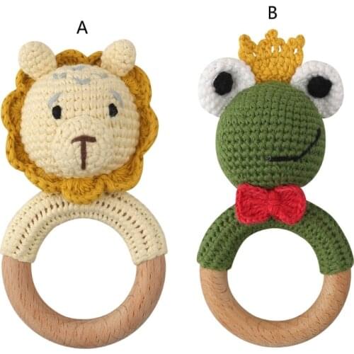 Baby Beech Wooden Teether Mobile Pram Crib Ring DIY Crochet Rattle Bracelet Soother Infants Teething Chewing Molar Toys