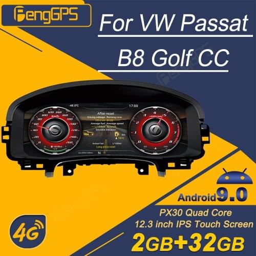 For VW Passat B8 Golf CC Arteon Virtual Cockpit Android IPS Digital Instrument Cluster Virtual Dashboard Speedometer Headunit