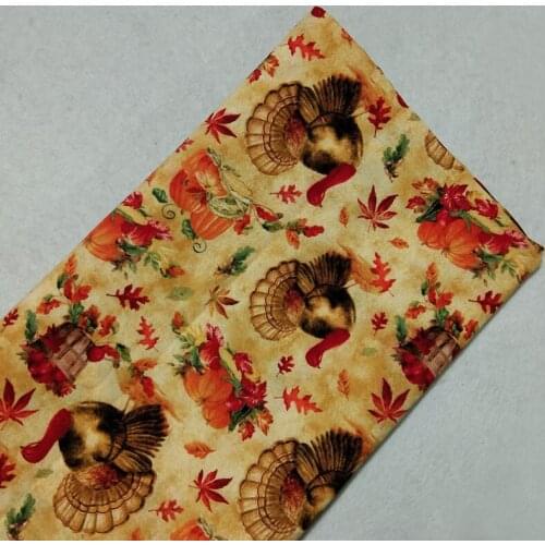 Classic Halloween Turkey & Pumpkin Printed Cotton Fabric 50x105cm Animal Patchwork DIY sewing Quilting Bedding Baby Home Decor